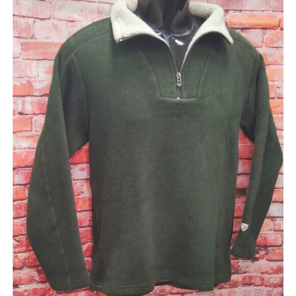 Kuhl Revel Sweater Men's Medium Green Fleece Lined Hiking Outdoor Quarter Zip - Picture 6 of 7